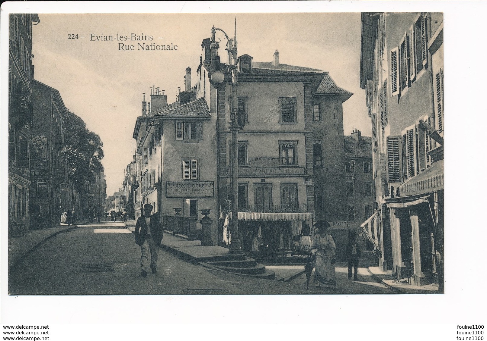 Carte D' évian Les Bains Rue Nationale ( Aux Docks Chaussures Modernes )( Recto Verso ) - Evian-les-Bains