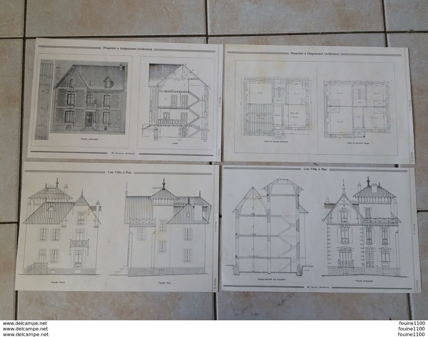 Année 1907 Plan Architecture D' Une Propriété à GUIGNICOURT Architecte Petitfils Et à PAU ( Abadie )  à Identifier - Architecture