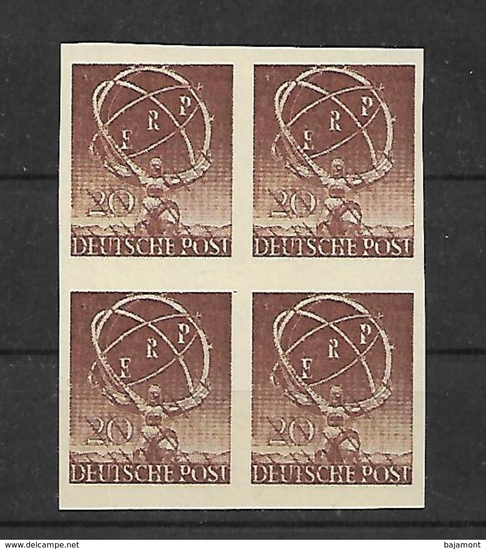 TIMBRE D'ALLEMAGNE BERLIN. N° 57 . NEUF. 20p ROUGE-BRUN. BLOC DE 4. COTE + 480€. FAUX. - Neufs