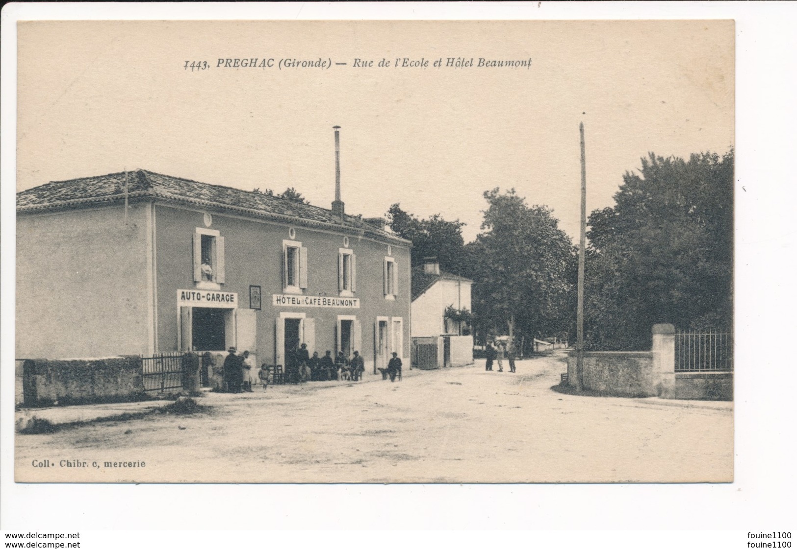 Carte De Prechac Rue De L' école ( Hôtel Café Beaumont / Auto Garage ) - Autres & Non Classés