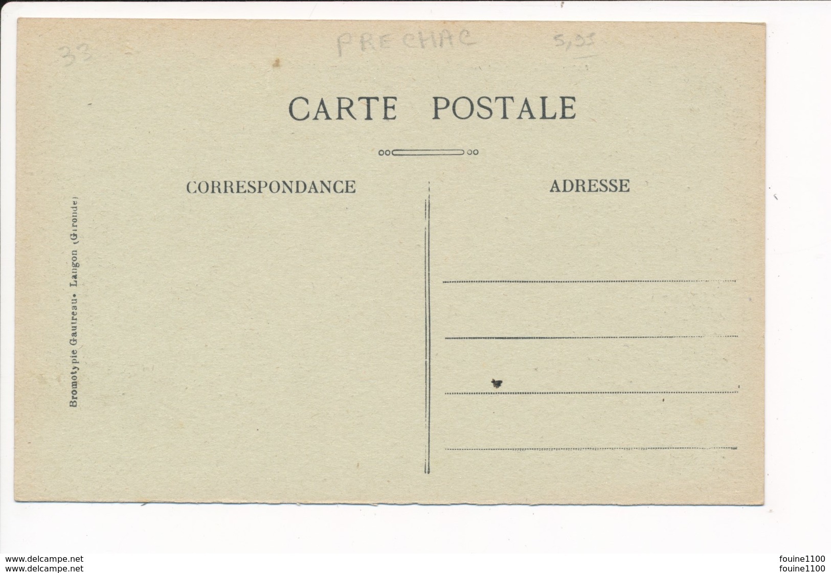 Carte De Prechac Rue De L' école ( Hôtel Café Beaumont / Auto Garage ) - Autres & Non Classés