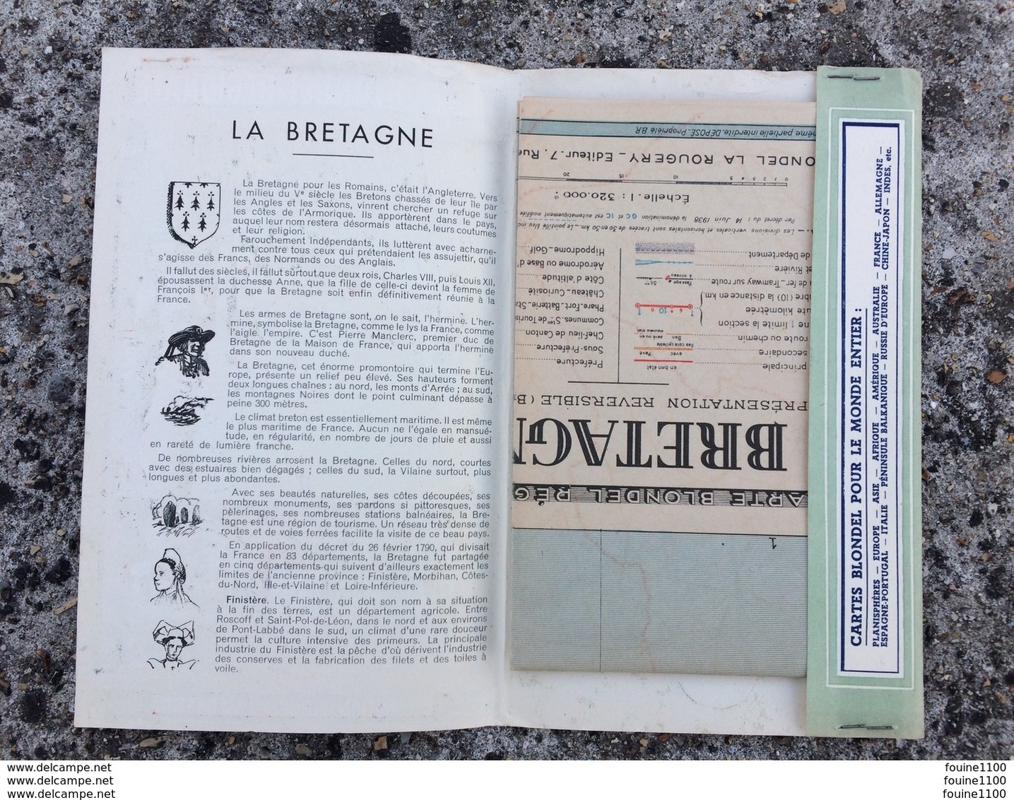 Carte Blondel Régionale Bretagne échelle 320 000e ( Collection Blondel La Rougery ) - Roadmaps