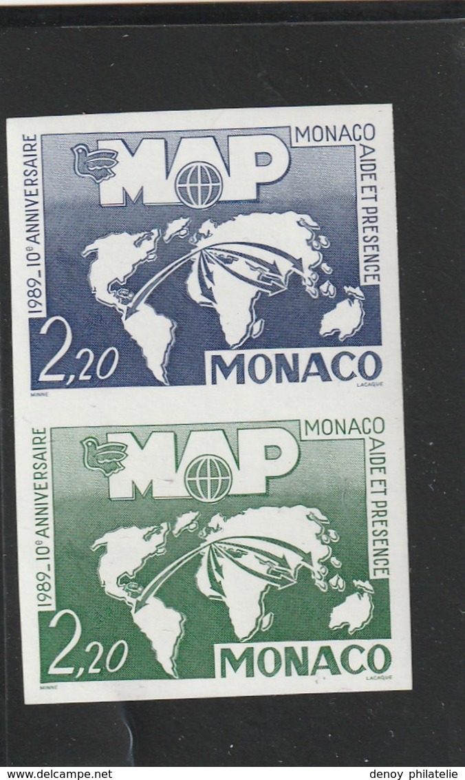 Monaco Non Dentelé 1704 En Paire Essai De Couleur - Autres & Non Classés