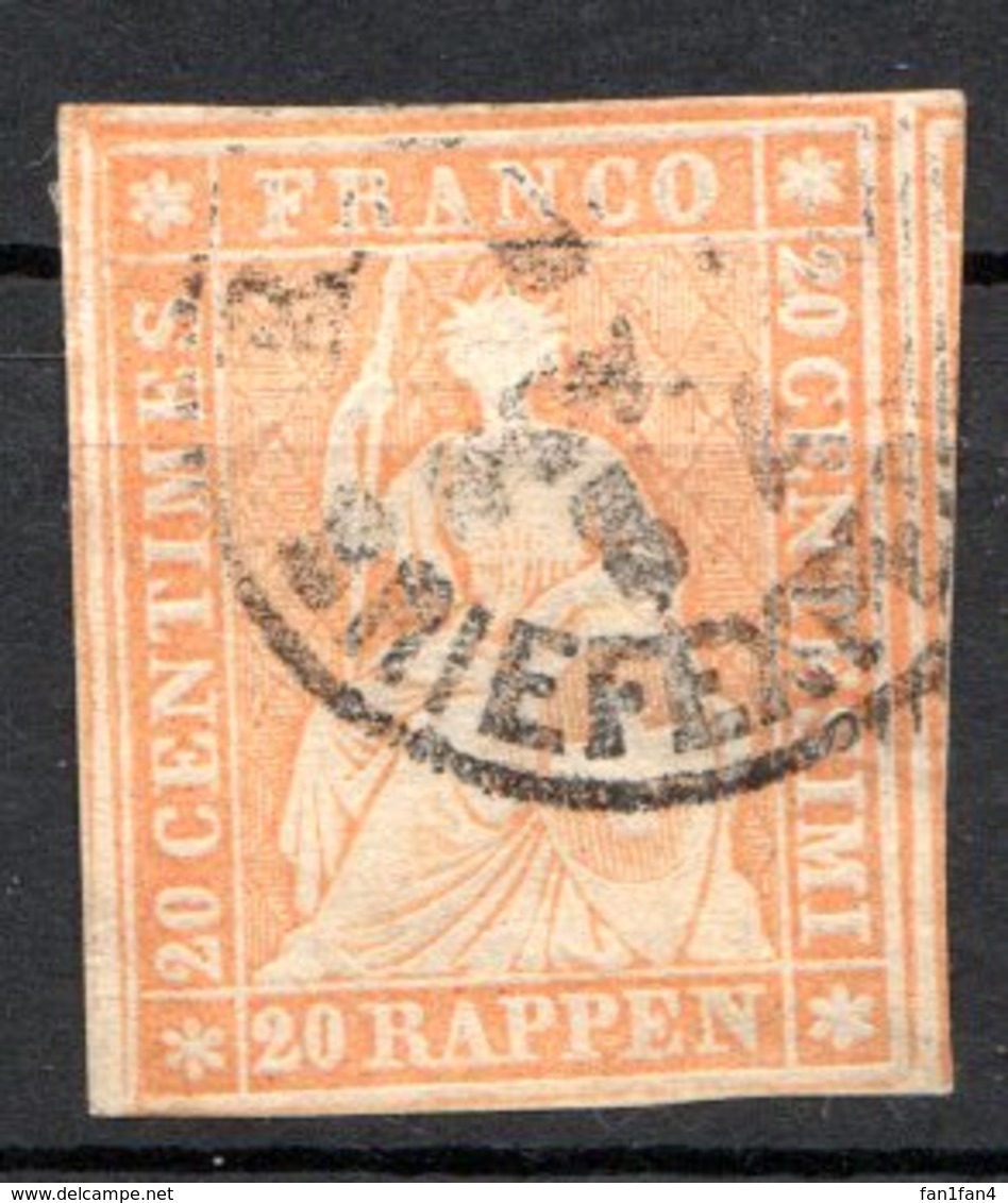 SUISSE - (Postes Fédérales) - 1854-62 - N° 29 - 20 R. Orange - (Helvetia) - Used Stamps
