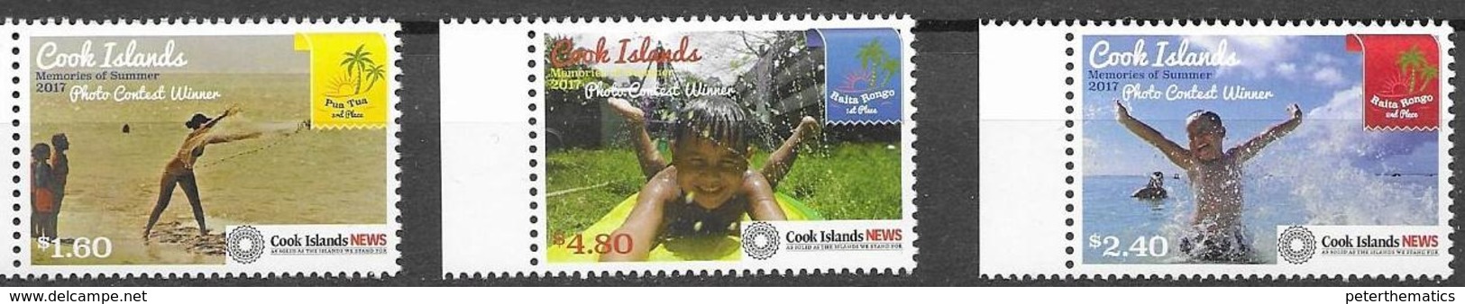 COOK ISLANDS, 2017, MNH,PHOTO CONTEST WINNERS, FISHING, CHILDREN, 3v - Photography