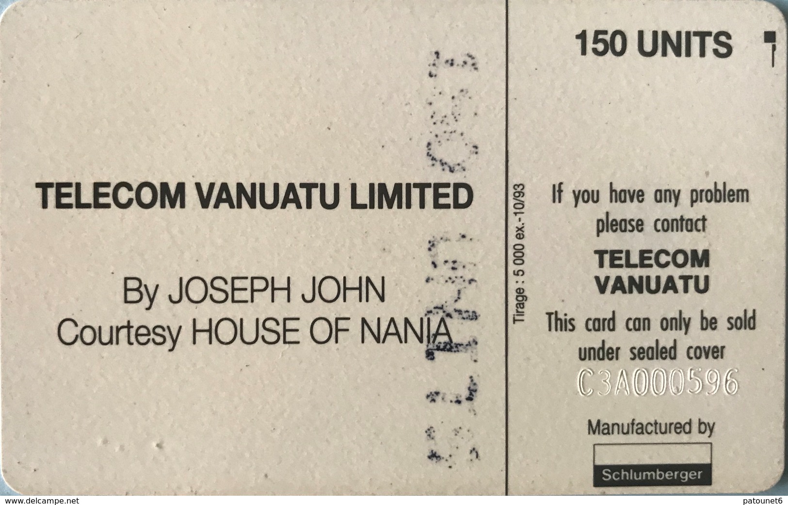 VANUATU  -  Phonecard  -  Sport - Tam  -  150 Units - Vanuatu