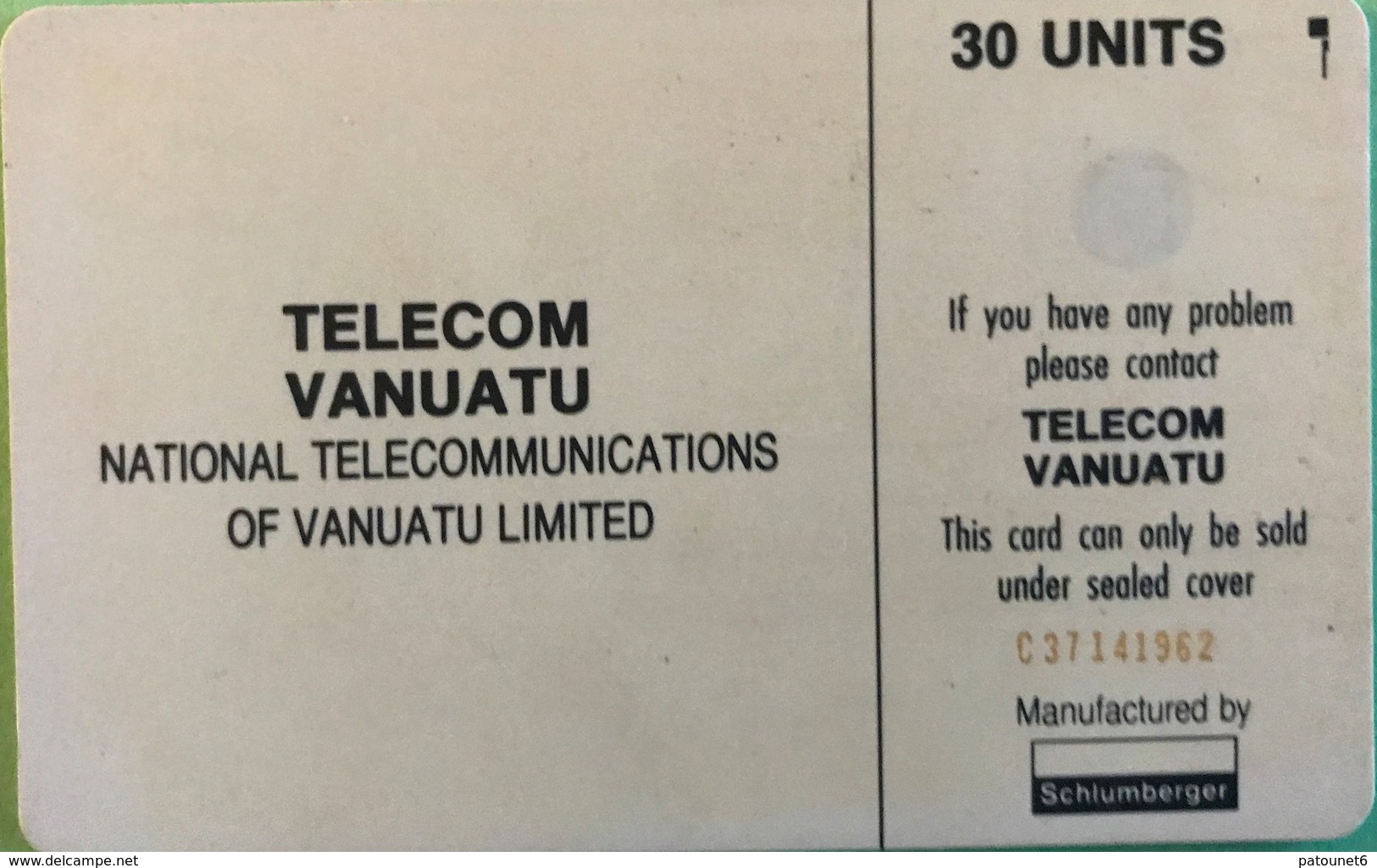 VANUATU  -  Phonecard  -  Telecom Vanuatu -  30 Units - Vanuatu