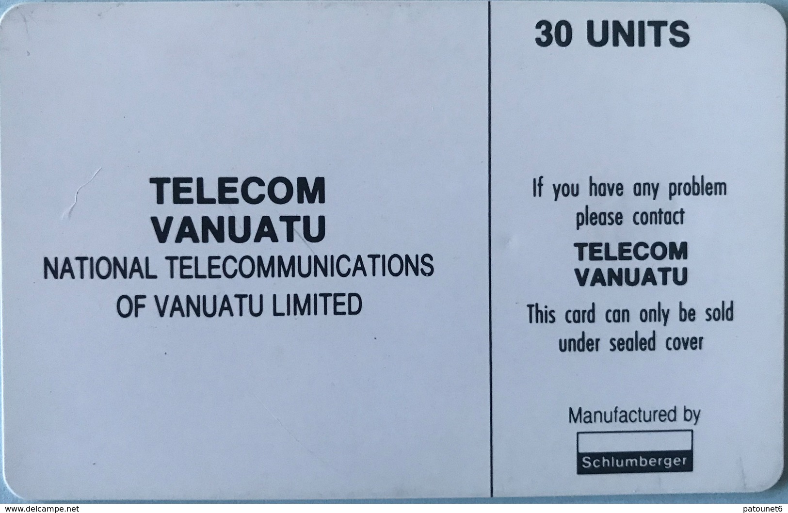 VANUATU  -  Phonecard  -  Telecom Vanuatu -  30 Units - Vanuatu