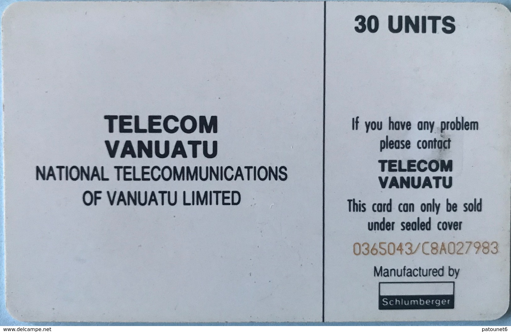 VANUATU  -  Phonecard  -  Telecom Vanuatu -  30 Units - Vanuatu