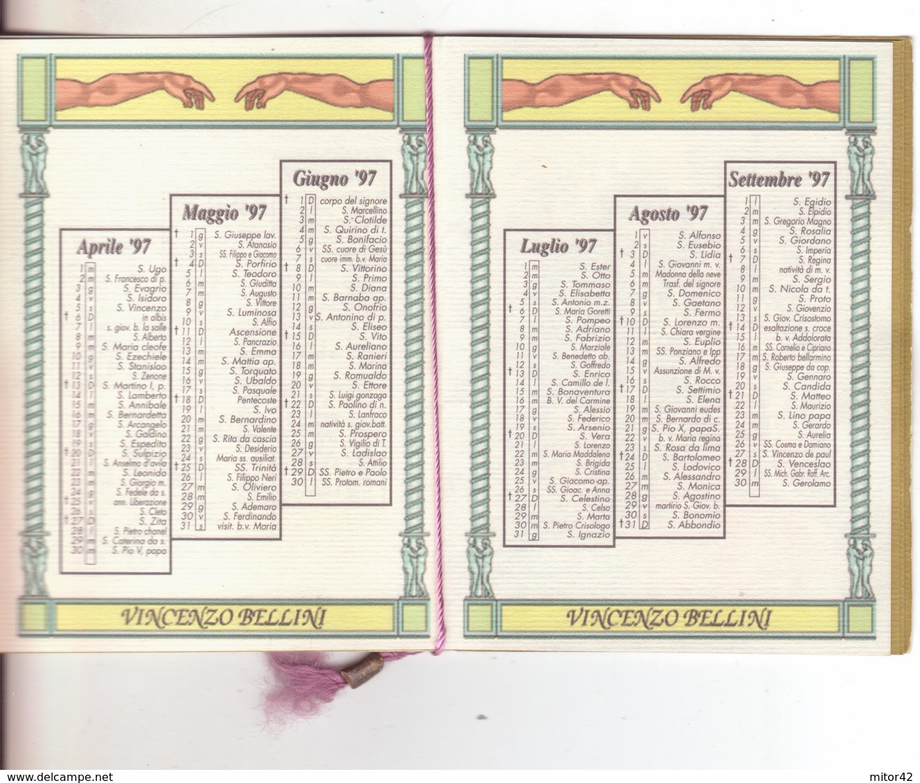 13-Calendarietto Da Barbiere-V.Bellini-1997-Facciate 16 Di Cui 8 Illustrate-Nuovo Bar Italia-Catania - Formato Piccolo : 1991-00