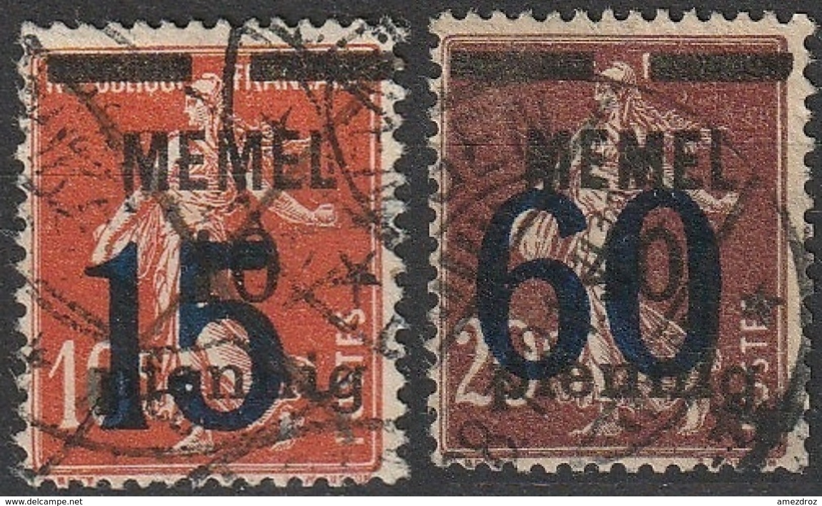 Memel 1921 N° 34-35 Semeuses Surchargées (F21) - Oblitérés