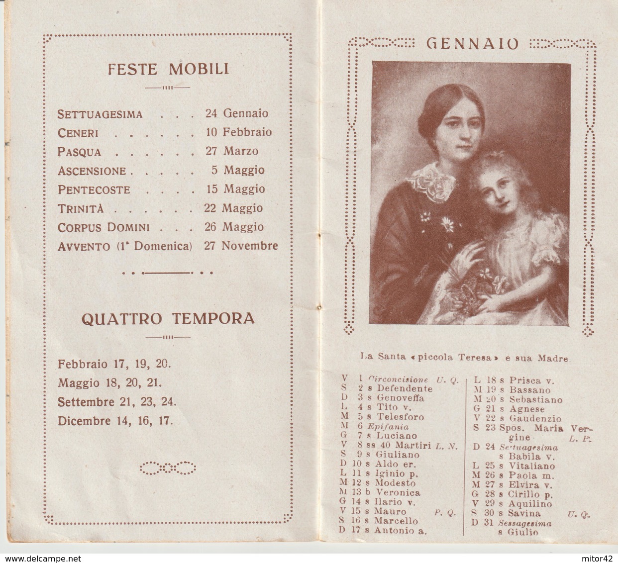 45-Calendarietto Santa Teresa Del Bambino Gesù-1932-N.20 Pagine E 13 Illustrazioni - Formato Piccolo : 1921-40