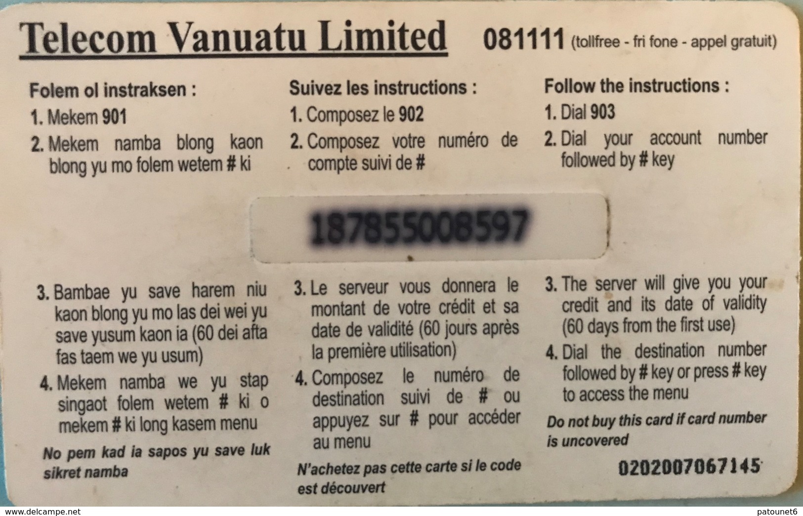 VANUATU  -  Prepaid   -  500 VT - Vanuatu