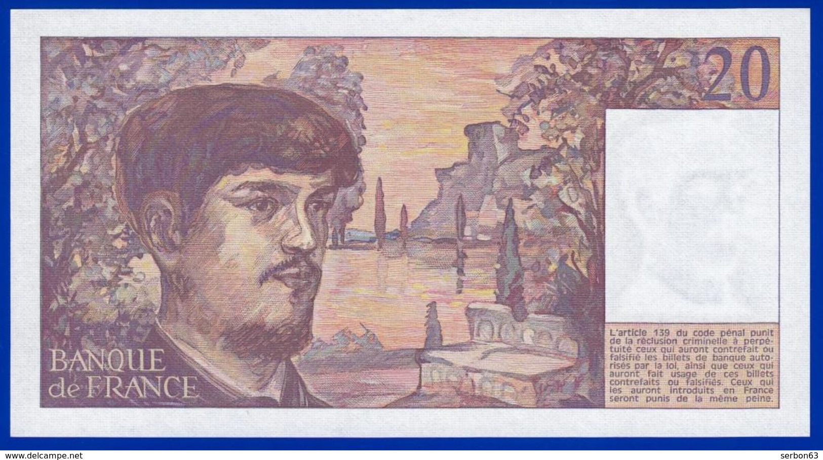 20 FRANCS DEBUSSY NEUF PAS DE TROU O.023 N° 125605 ANNÉE 1988 - 2 SCAN - Serbon63 - 20 F 1980-1997 ''Debussy''