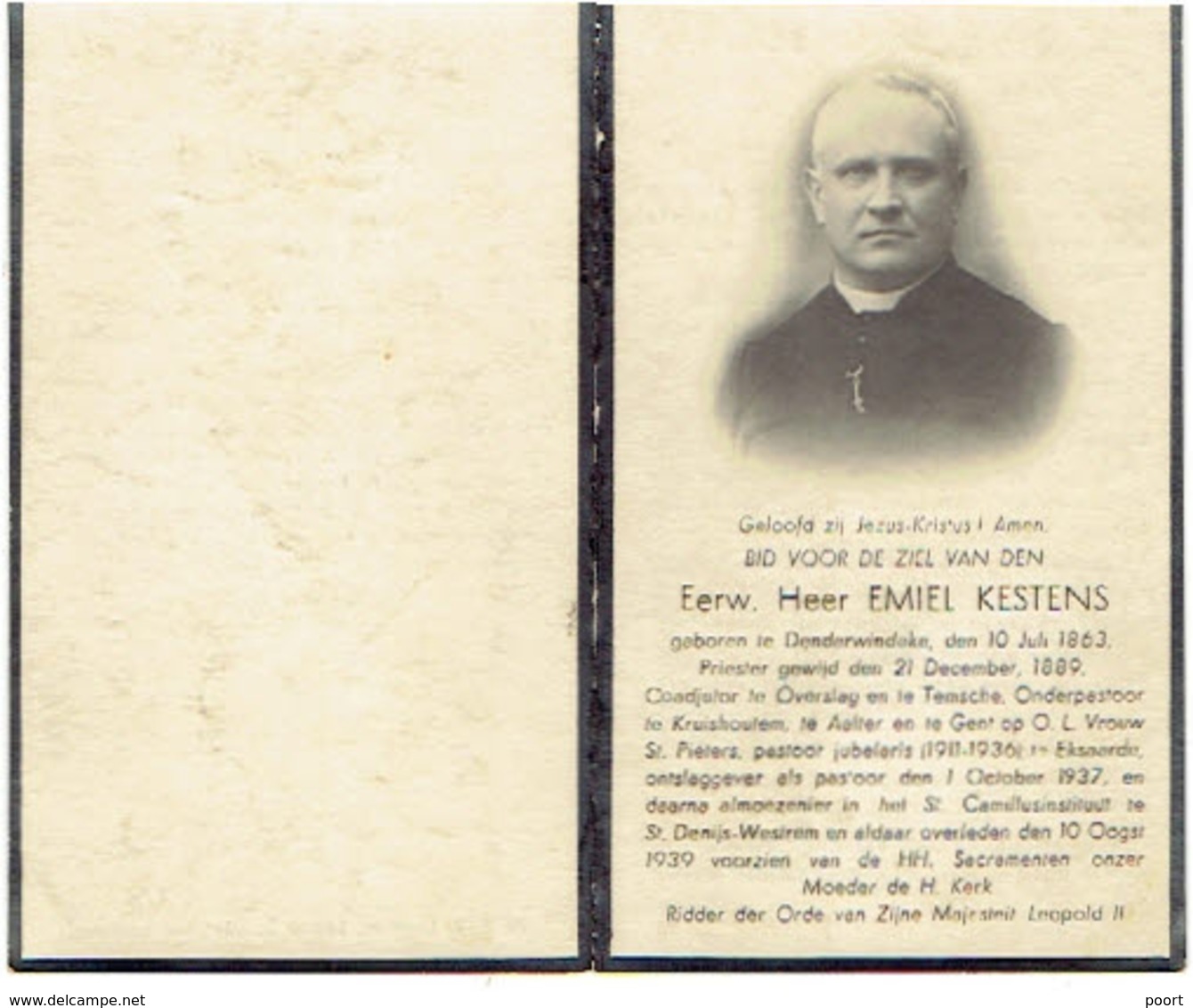 E.H. KESTENS Emiel - DENDERWINDEKE / TEMSE / KRUISHOUTEM / AALTER / GENT / EKSAARDE / ST. DENIJS-WESTREM Er + 1939 - Devotion Images