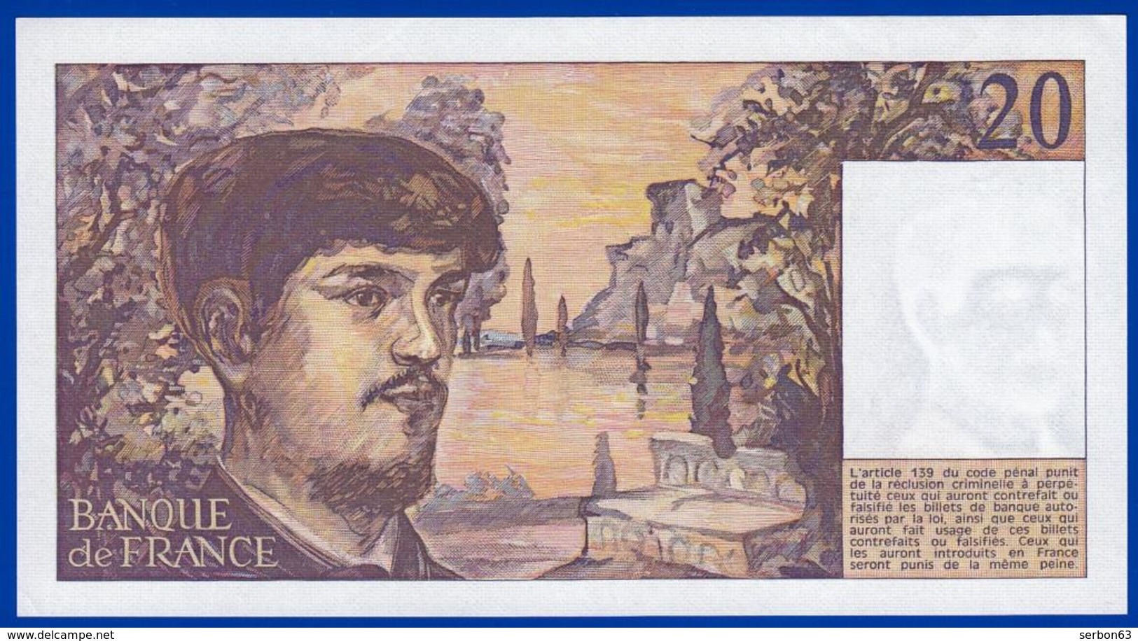 20 FRANCS DEBUSSY NEUF PAS DE TROU O.011 N° 129562 ANNÉE 1983 - 2 SCAN - Serbon63 - 20 F 1980-1997 ''Debussy''