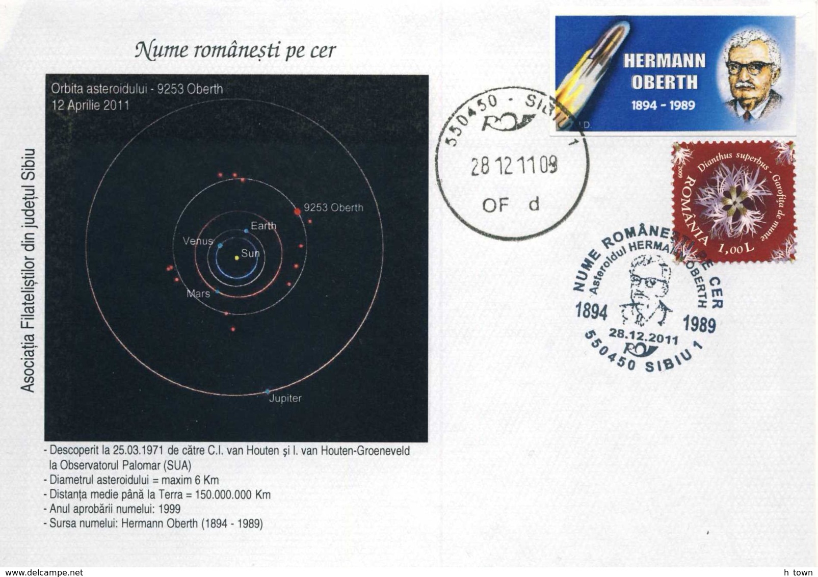 5270  Astéroïde Oberth: Oblit. 2011 - Asteroid Astronomy Physics. Vol Spacial, Fusée, Navigation Interstellaire - Astronomie