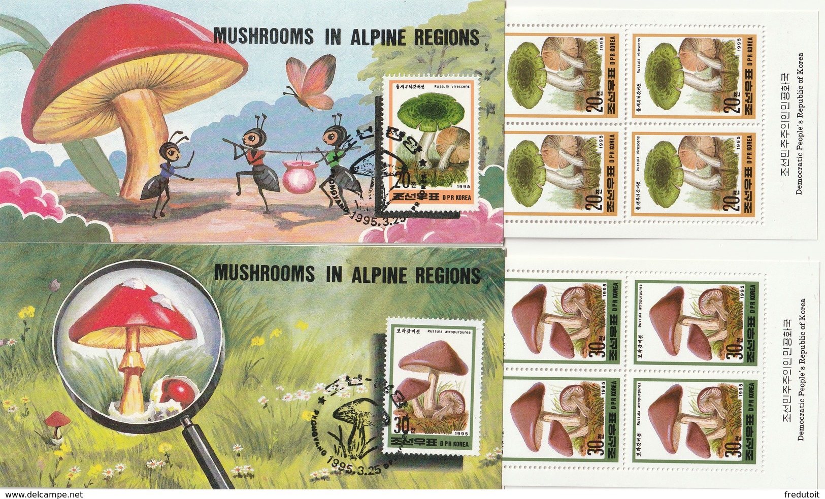 COREE Du NORD - 2 CARNETS  N°2567/8 ** (1995) Champignons - Pilze