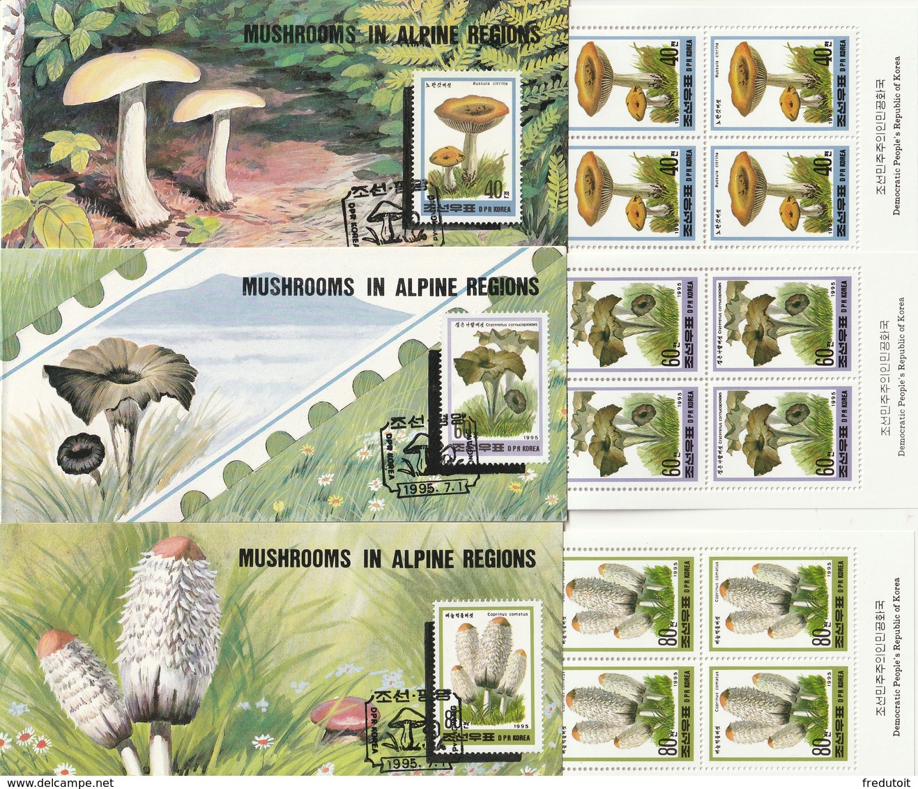 COREE Du NORD - 3 CARNETS  N°2588/90 ** (1995) Champignons - Pilze