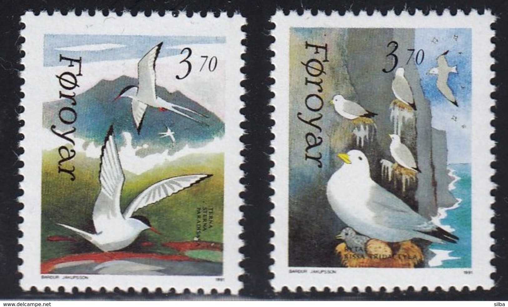 Faroe Islands 1991 / Faroese Birds - Arctic Tern And Kittiwake / Mi 221-222 / MNH - Altri & Non Classificati