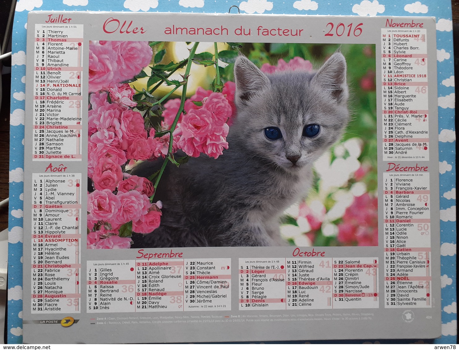 CALENDRIER DU FACTEUR ALMANACH CHATONS 2016 - Grand Format : 1991-00