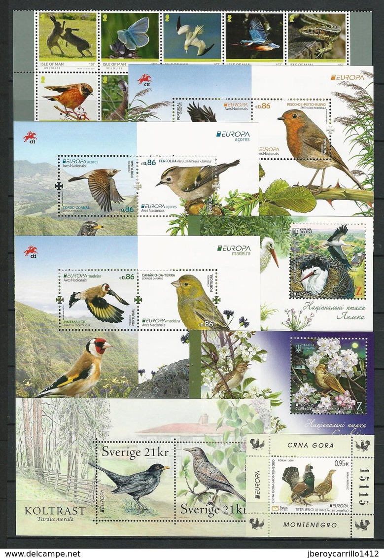 EUROPA 2019 - OISEAUX NATIONAUX- "AVES - BIRDS -VÖGEL -OISEAUX"-COLLECTION TRÈS COMPLÈTE- 160 TIMBRES + 34 FEUILLES BLOC - Sammlungen