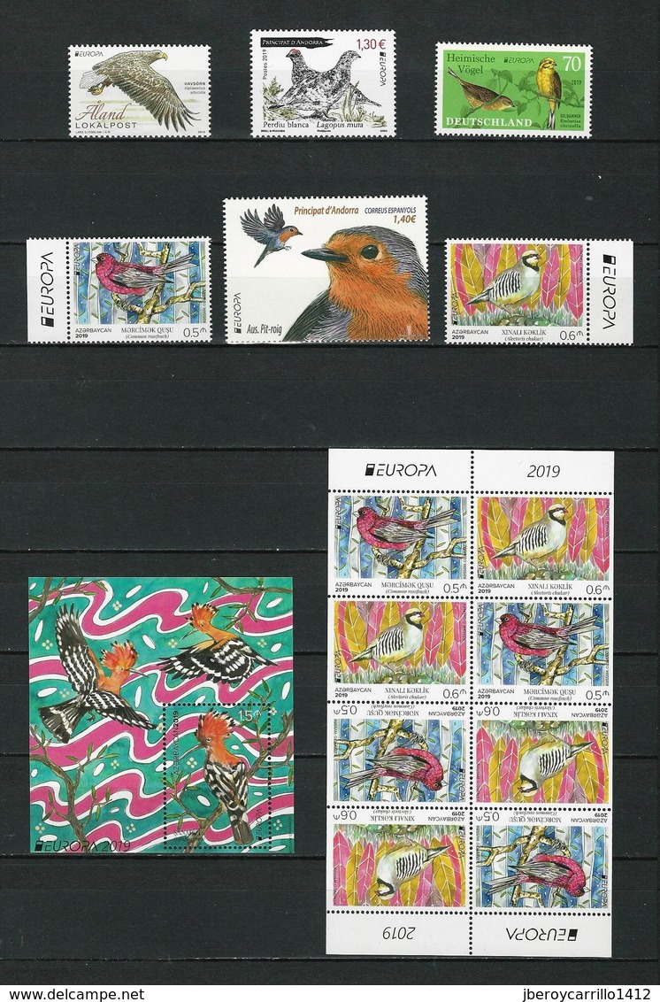 EUROPA 2019 - OISEAUX NATIONAUX- "AVES - BIRDS -VÖGEL -OISEAUX"-COLLECTION TRÈS COMPLÈTE- 160 TIMBRES + 34 FEUILLES BLOC - Sammlungen