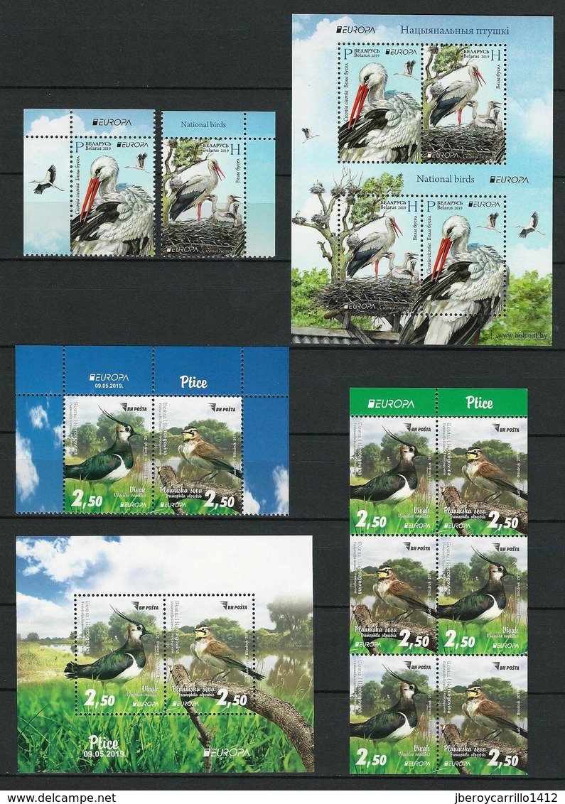 EUROPA 2019 - OISEAUX NATIONAUX- "AVES - BIRDS -VÖGEL -OISEAUX"-COLLECTION TRÈS COMPLÈTE- 160 TIMBRES + 34 FEUILLES BLOC