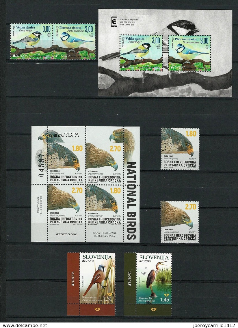 EUROPA 2019 - OISEAUX NATIONAUX- "AVES - BIRDS -VÖGEL -OISEAUX"-COLLECTION TRÈS COMPLÈTE- 160 TIMBRES + 34 FEUILLES BLOC