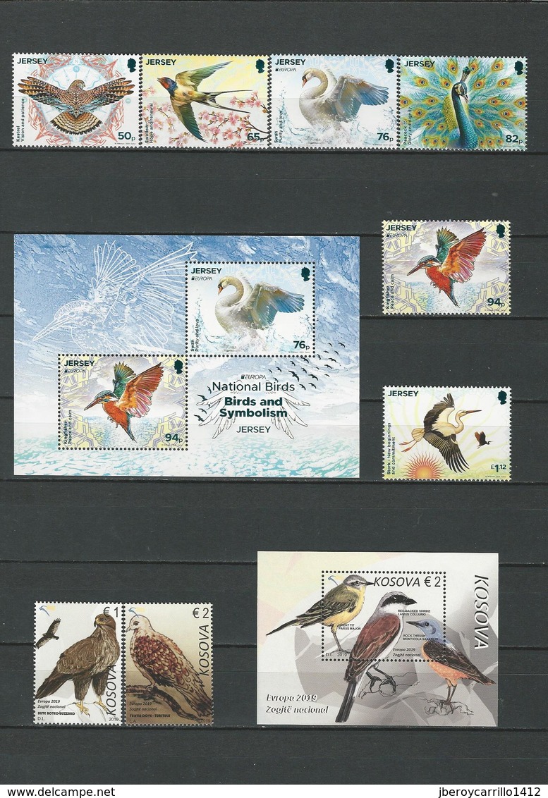 EUROPA 2019 - OISEAUX NATIONAUX- "AVES - BIRDS -VÖGEL -OISEAUX"-COLLECTION TRÈS COMPLÈTE- 160 TIMBRES + 34 FEUILLES BLOC