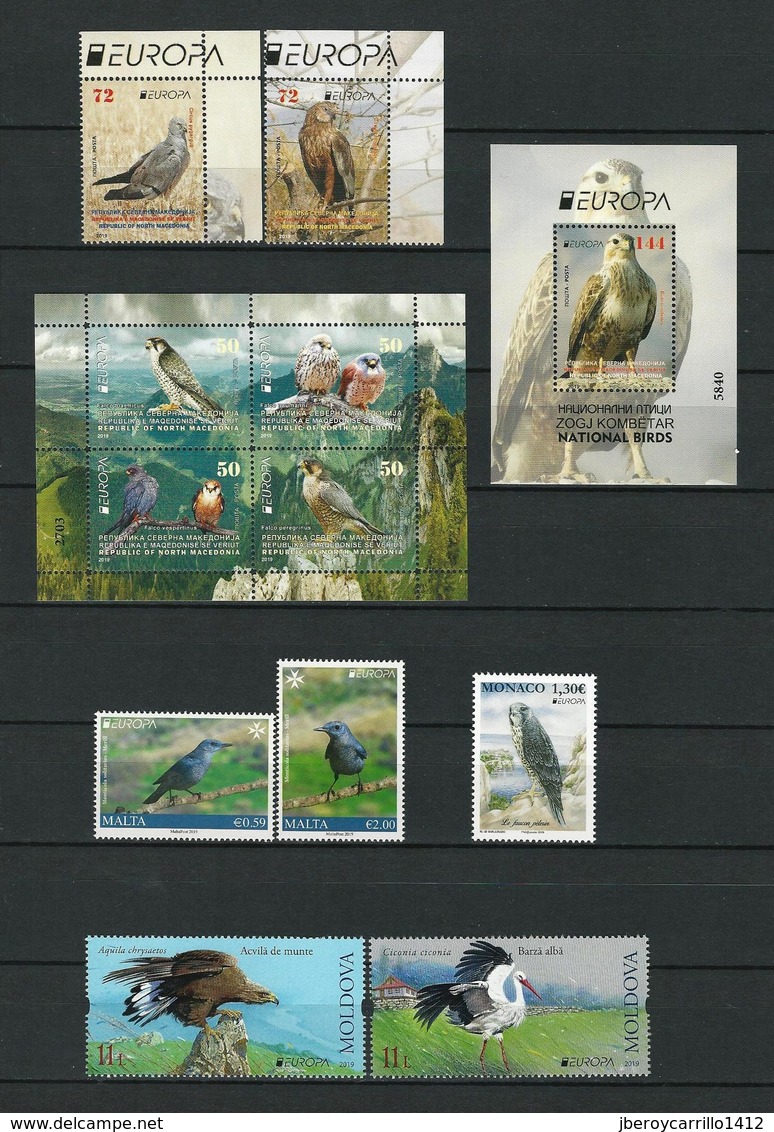 EUROPA 2019 - OISEAUX NATIONAUX- "AVES - BIRDS -VÖGEL -OISEAUX"-COLLECTION TRÈS COMPLÈTE- 160 TIMBRES + 34 FEUILLES BLOC