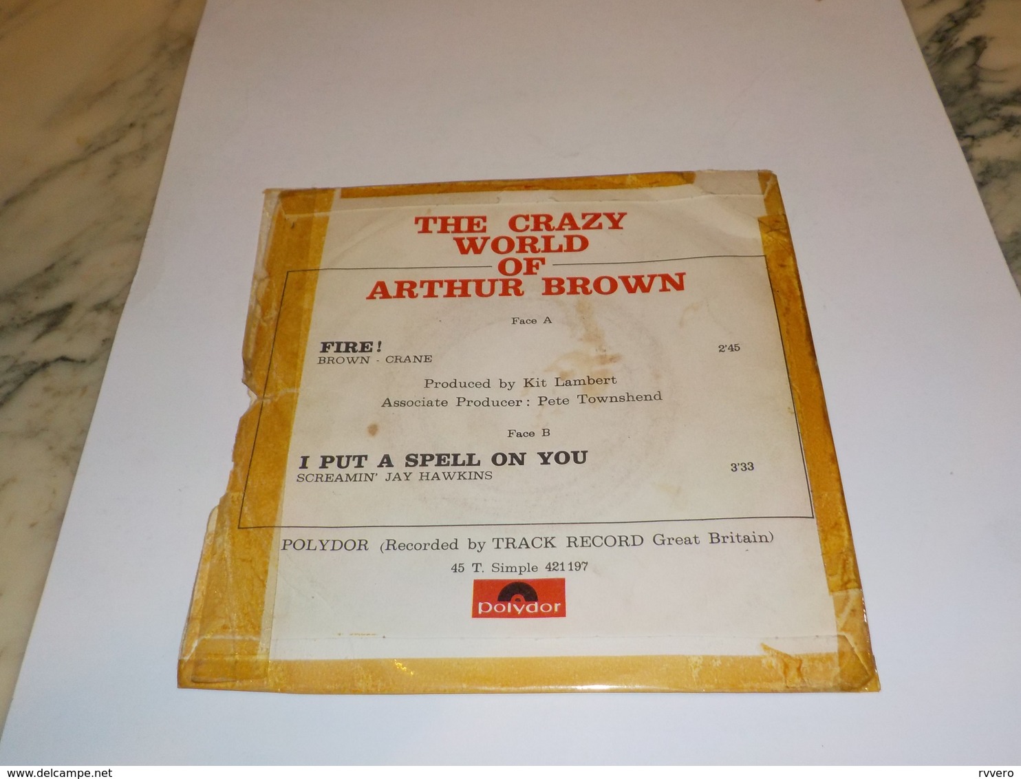 45 TOURS ARTHUR BROWN FIRE 1968 - Rock