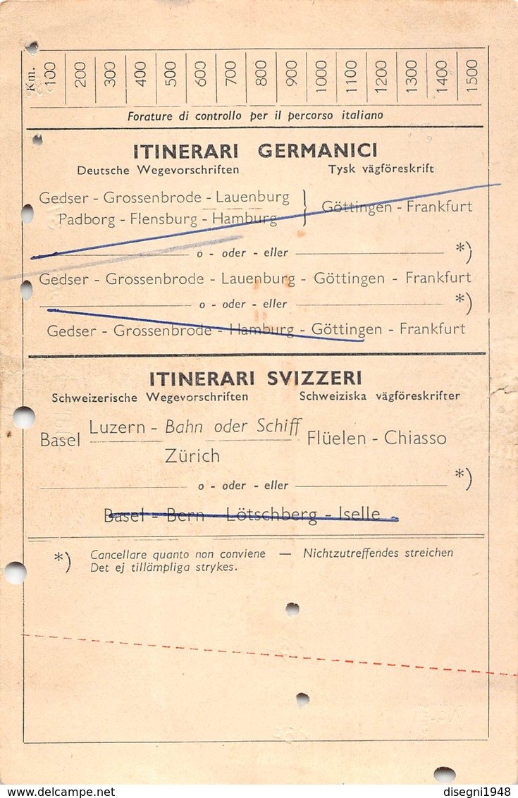 08998 "BIGL. FERROV. TAMPERE / TORINO EMESSO DA  AG. WAGONS.LITS /COOK (W. L.) - 13.08.1957 - TORINO - N. 0379A" ORIG. - Europe