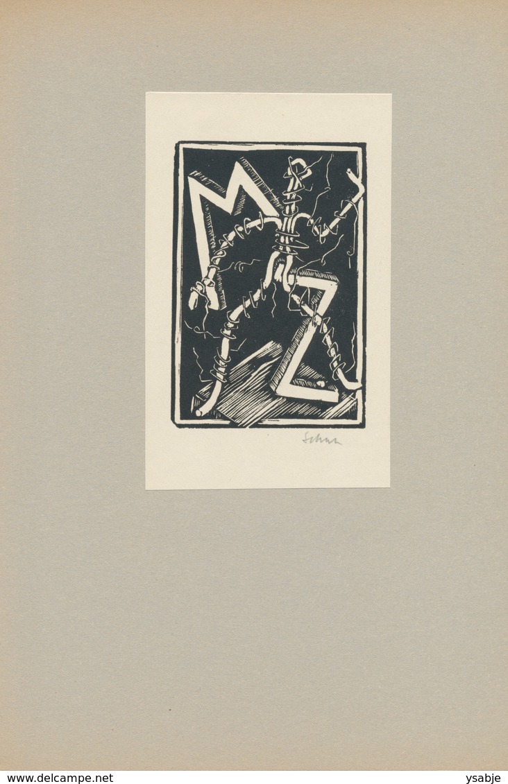 Ex Libris MZ - Hans Schulze (1904-1982) Gesigneerde Houtsnede - Ex Libris