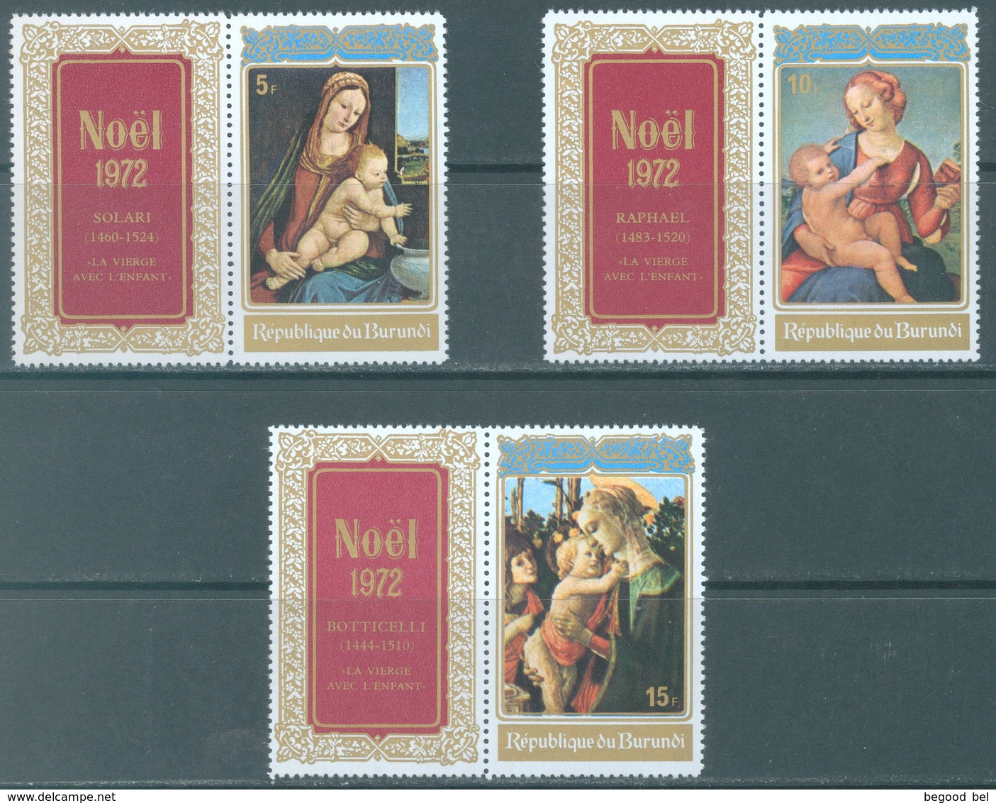 BURUNDI - 1972 - MNH/*** LUXE - CHRISTMAS PAINTS - COB 538-540 WITH TABS. - Lot 21351 - Unused Stamps