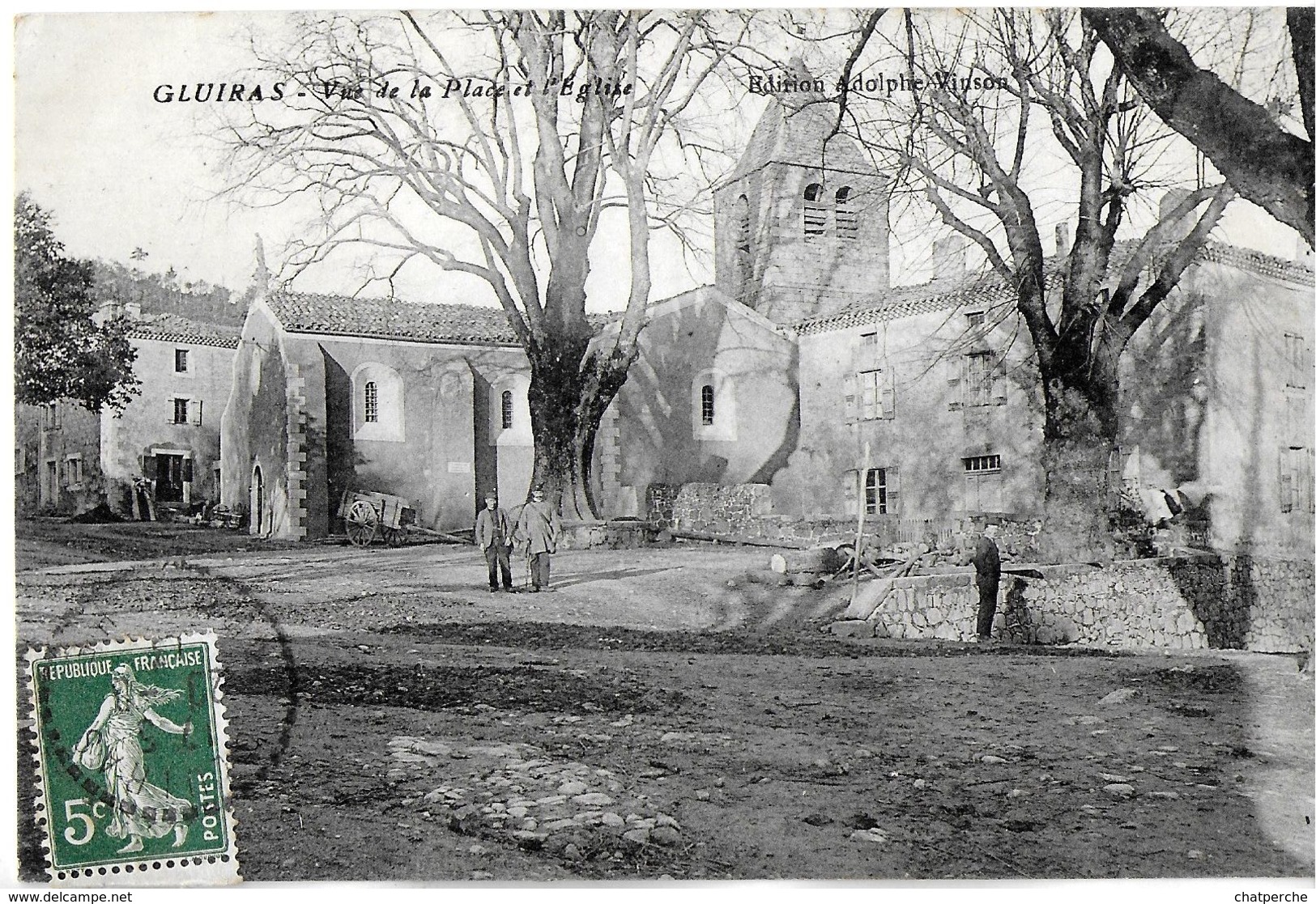 GLUIRAS 07 ARDÈCHE  VUE DE LA PLACE ET DE L'EGLISE EDIT. VINSON - Altri & Non Classificati