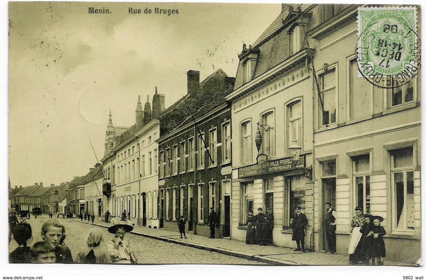 MENIN : Rue De  Bruges - Belle Animation - 1908 - Menen