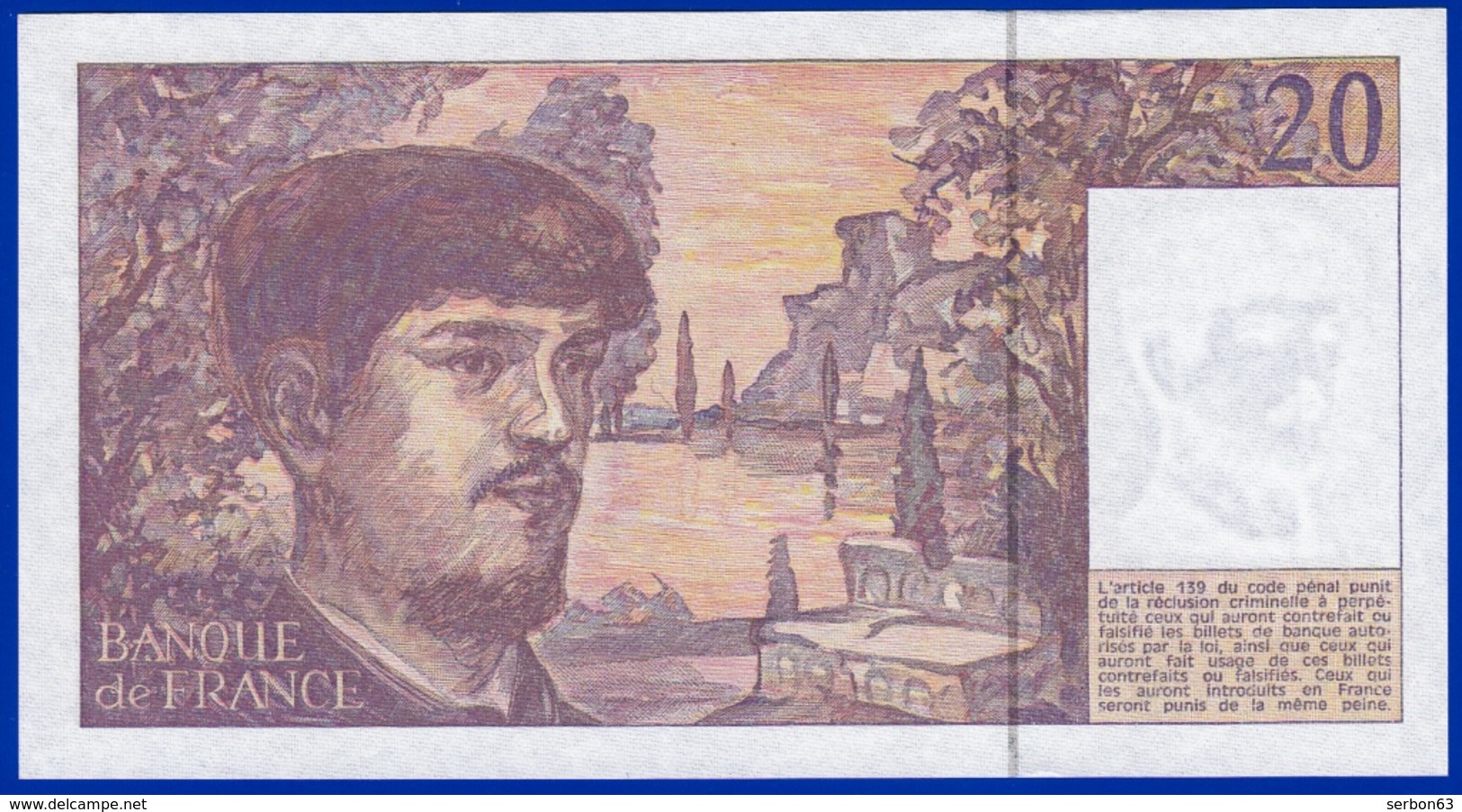 20 FRANCS DEBUSSY NEUF PAS DE TROU T.042 N° 487411 ANNÉE 1993 - 2 SCAN - Serbon63 - 20 F 1980-1997 ''Debussy''