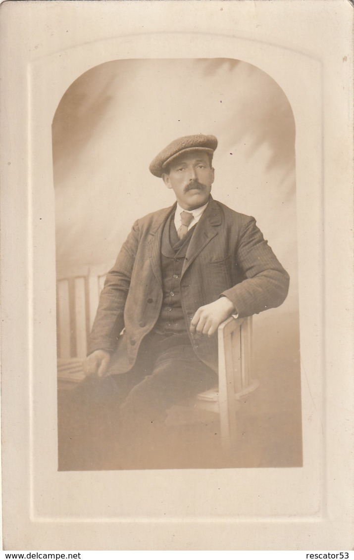 Rare Cpa Photo Homme à Casquette - Fotografía