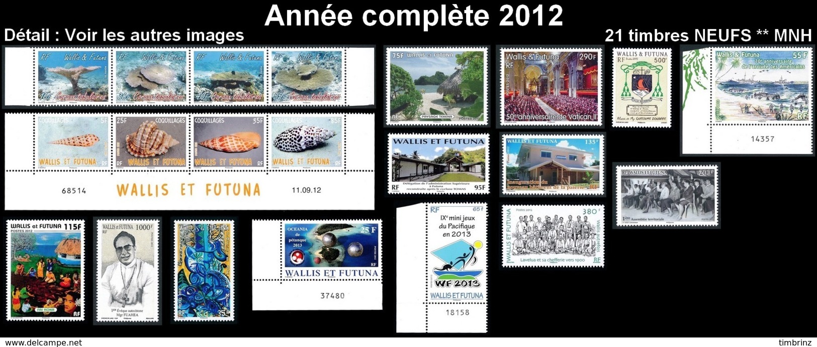 WALLIS ET FUTUNA Année Complète 2012 - Yv. 760 à 780 ** MNH   - 21 Timbres  ..Réf.W&F22628 - Années Complètes