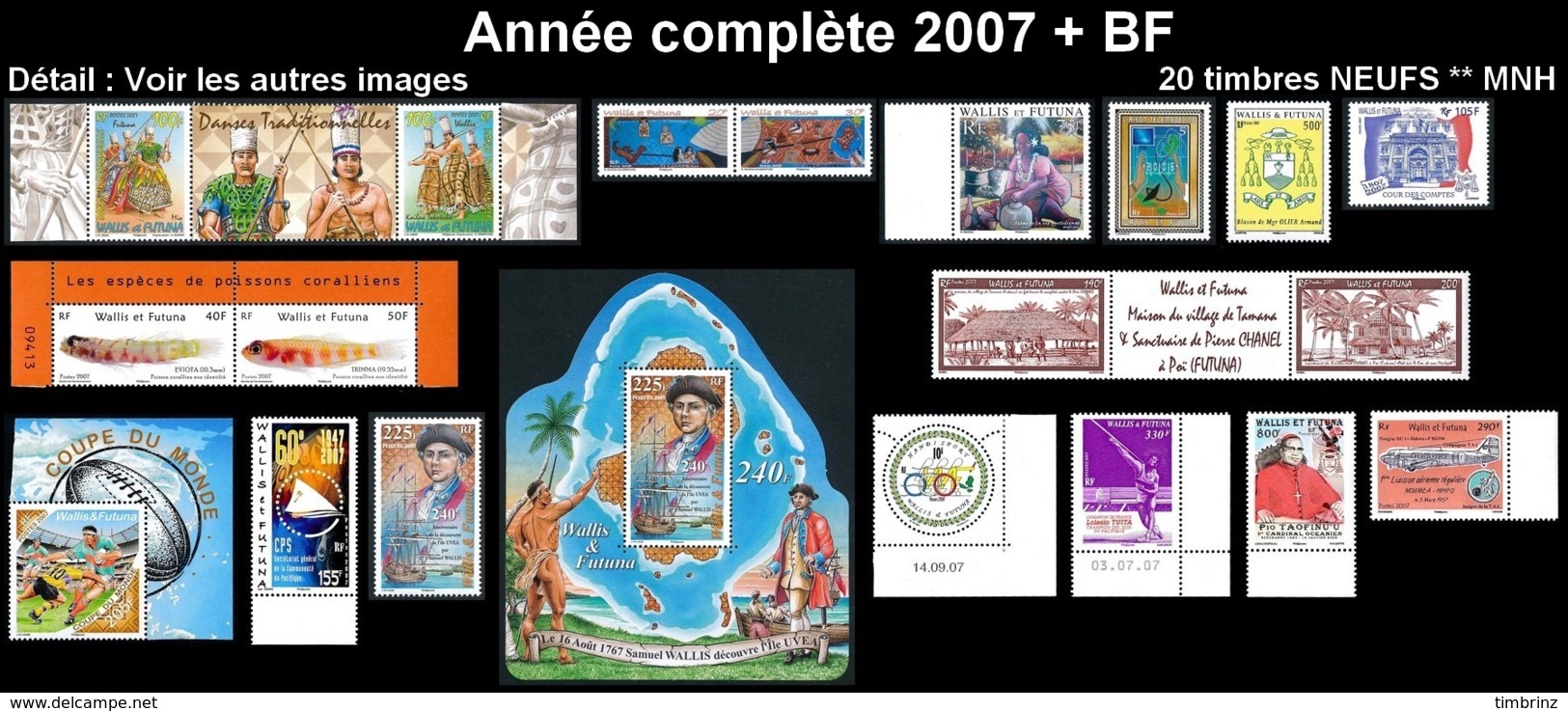 WALLIS ET FUTUNA Année Complète 2007 + BF22 - Yv. 672 à 690 + … ** MNH   - 20 Timbres  ..Réf.W&F22633 - Années Complètes