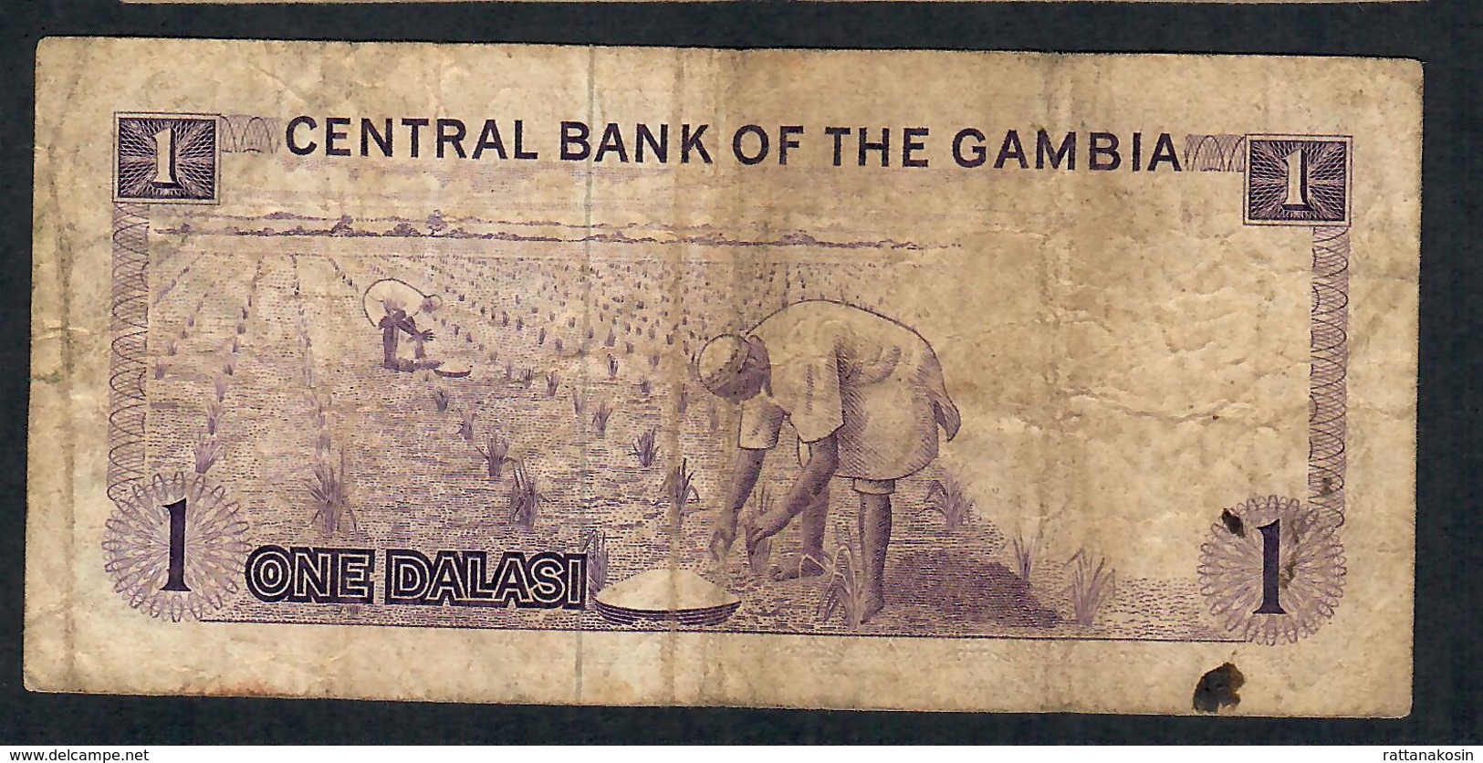 GAMBIA P4b 1 DALASI 1971 #D  EARLY Signature 2 FINE NO P.h. - Gambia
