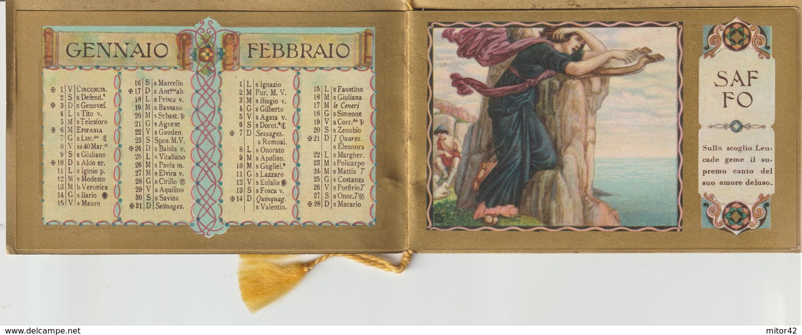 26-Calendarietto Barbiere1926-Cantori Vari E Mitici-16 Pagine-8 Illustrazioni-Profumeria Sirio-Milano-Velina Originale - Formato Piccolo : 1921-40