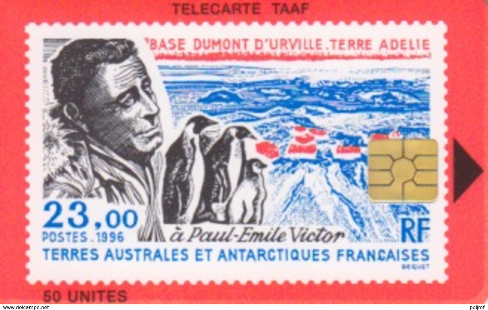 Télécarte 50U, Tirage 750, Paul Emile Victor En Antarctique (Manchots, Base DDU, ...) - TAAF - Franz. Süd- Und Antarktisgebiete