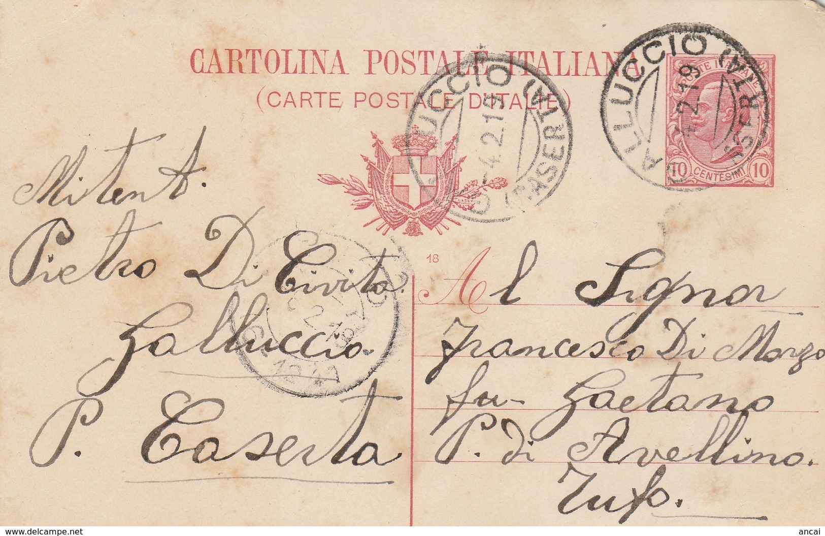 Galluccio. 1921. Annulo Guller GALLUCCIO (CASERTA),  Su Cartolina Postale - Marcofilía