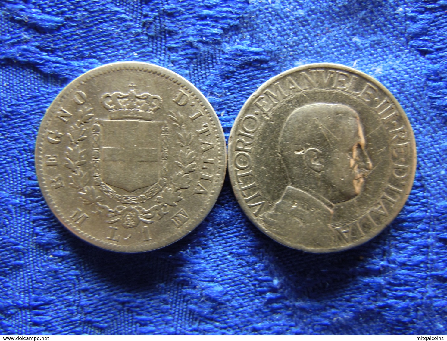 ITALY 1 LIRA 1863M KM5a.1, 1913 KM45 - 1900-1946 : Victor Emmanuel III & Umberto II