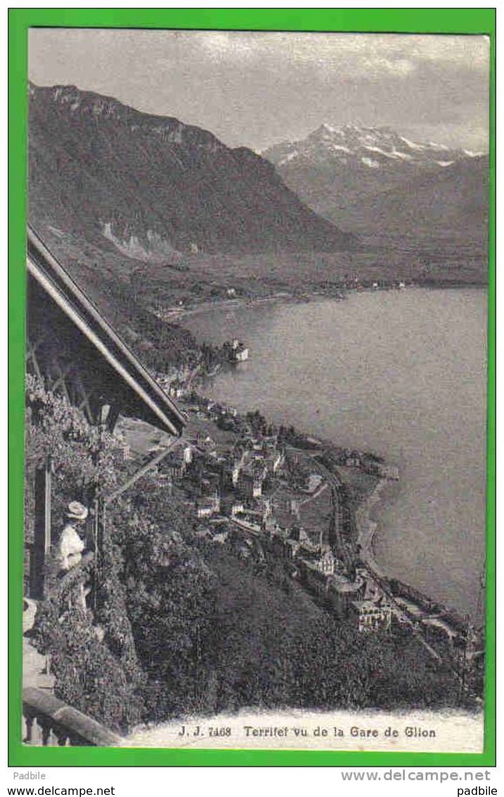Carte Postale Suisse  Territet  Vu De La Gare De Glion  Trés Beau Plan - Ilanz/Glion