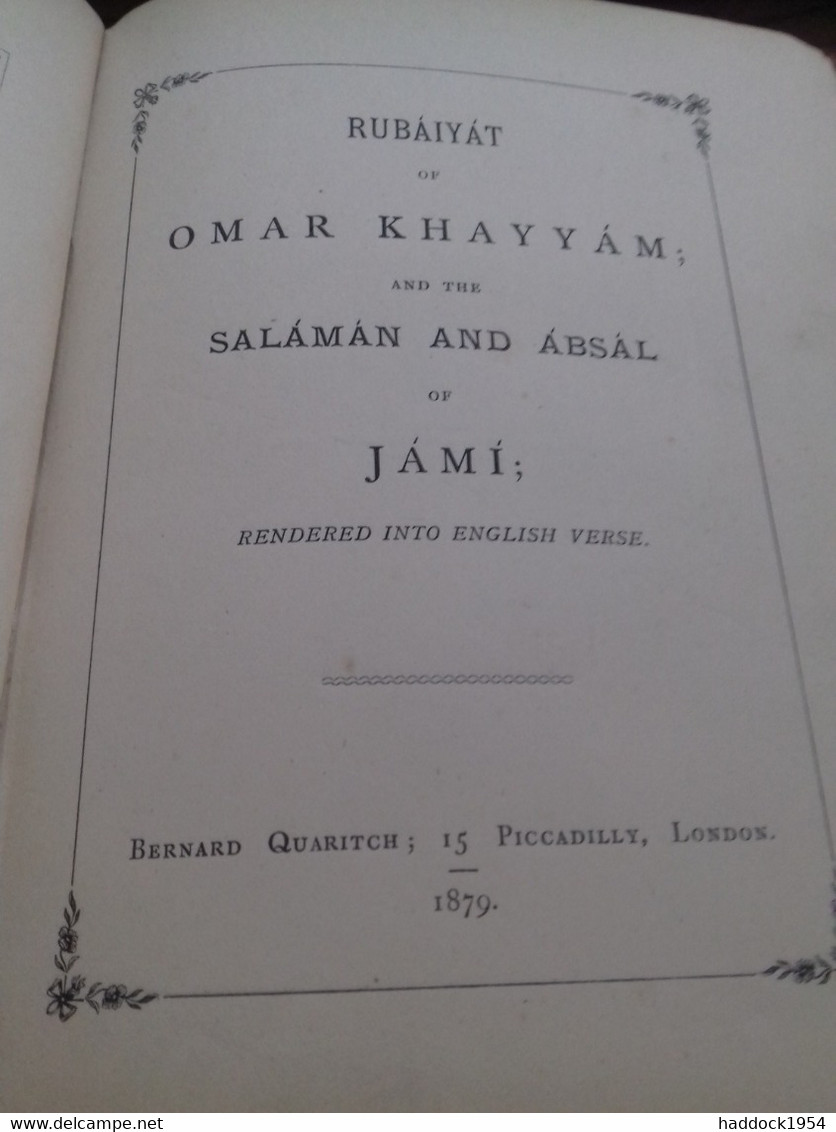 Rubaiyat Of OMAR KHAYYAM And The Salaman And Absal Of Jami Bernard Quaritch 1879 - Sonstige & Ohne Zuordnung