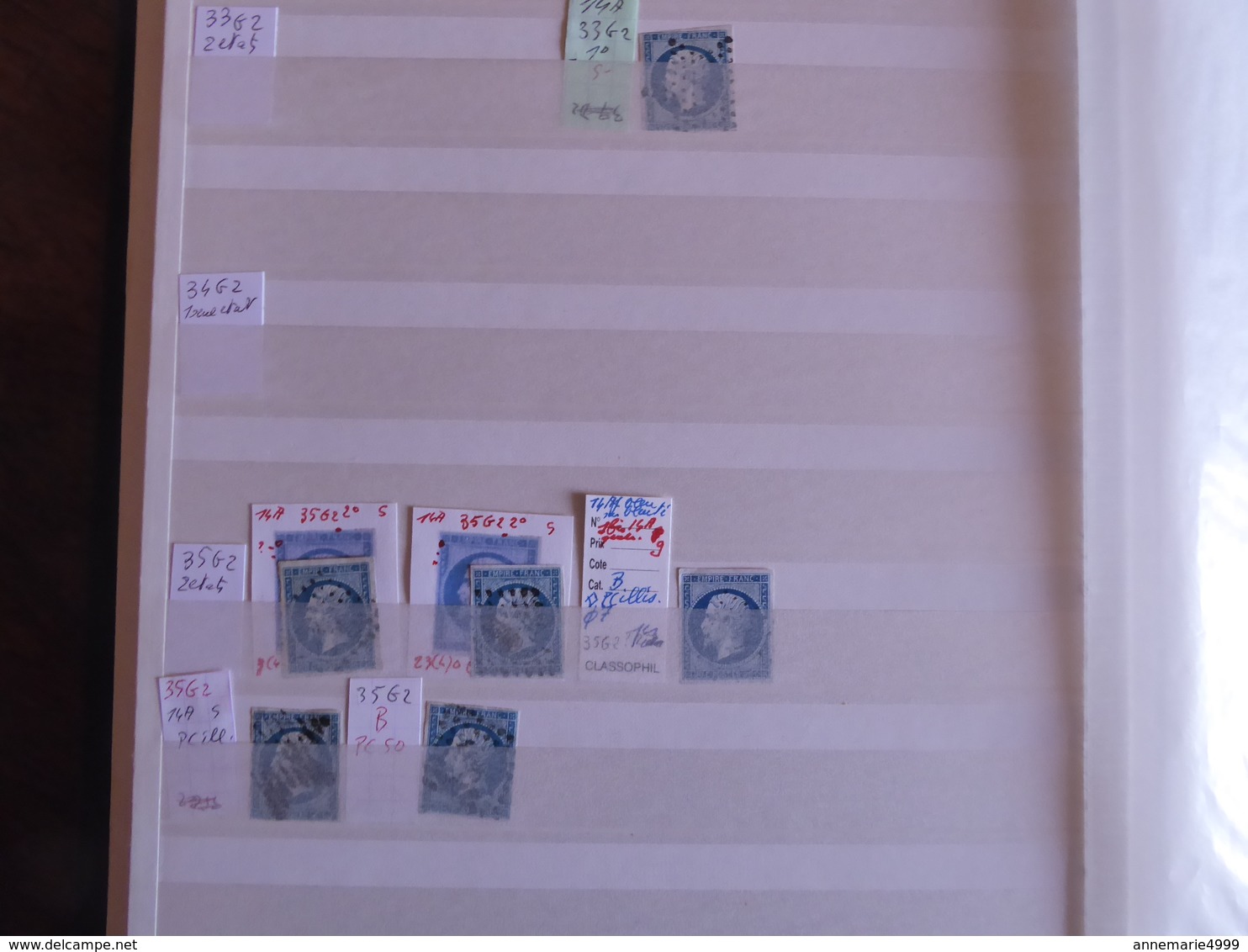 FRANCE PLANCHAGE Classeur de stock  Plus de 800 timbres du N°14 Napoléon III Panneau G2 tous identifiés Pour spécialiste