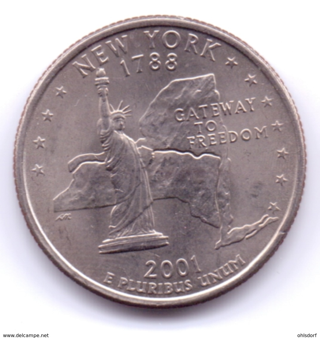 U.S.A. 2001 P: Quarter, New York, KM 318 - 1999-2009: State Quarters